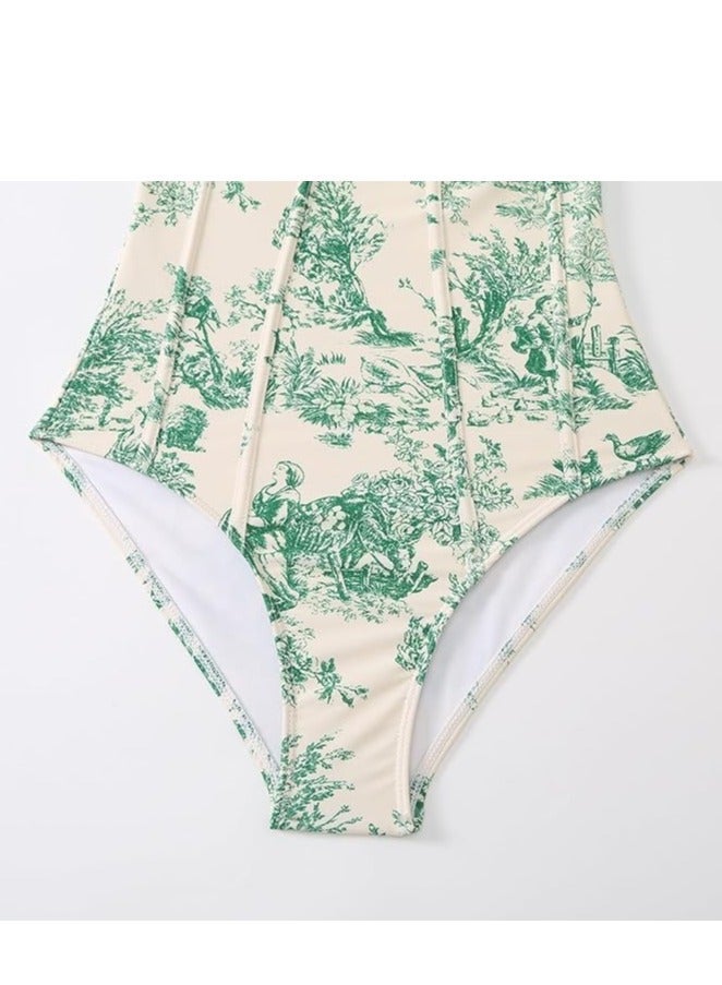 Showday European American Women's Bikini Bathing Suit Women's One Piece Swimsuit with Beach Cover up Wrap Skirt Floral Tummy Control Tankini Set 2 Piece Swimsuit Outfits - Image 3